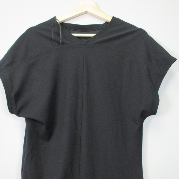 Zara Womens Maxi Dress L Black Short Sleeve Slit Asymetric Minimalist Party 394 - Picture 6 of 11